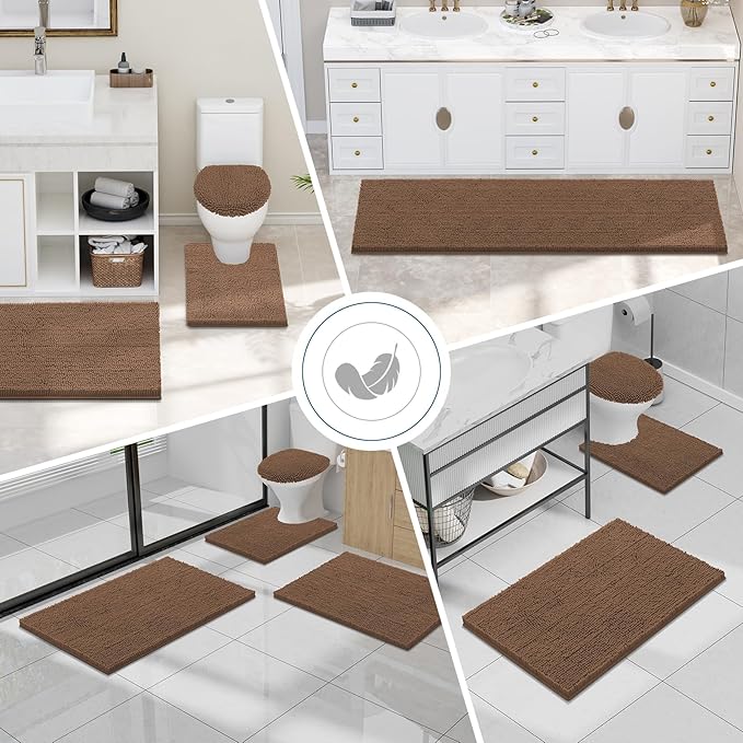 Smiry Luxury Chenille Bathroom Rugs 24x16, Extra Soft and Absorbent Shaggy Bath - Image 7