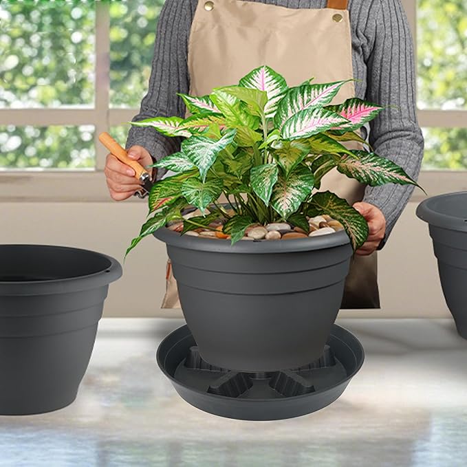 4 Pack Plant Saucer 12 inch, 8 10 14 17 inch, Plant Stand Plastic Plant Saucers - Image 8