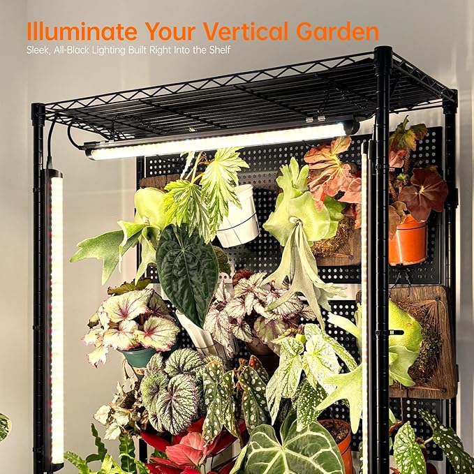 Bstrip Plant Cabinet with Pegboard, 3 Tier Plant Shelf with Grow Light - Image 3