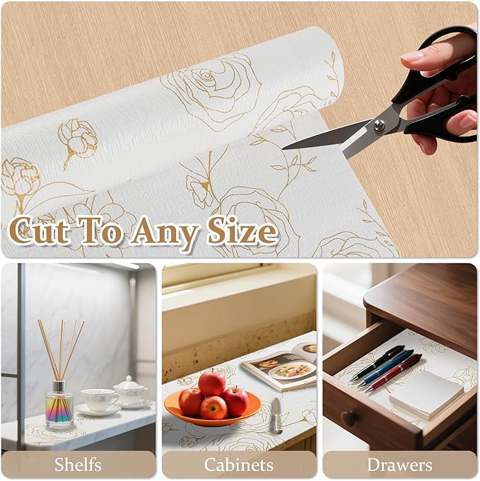 FINNEZ Drawer and Shelf Liner for Kitchen Cabinet Non Adhesive Non Slip 12in x - Image 7
