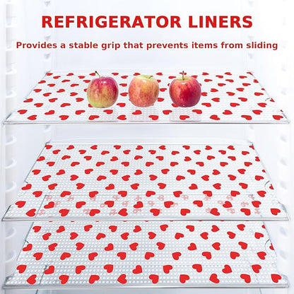 Valentine's Day Refrigerator Liner Waterproof Fridge Shelf Mat Red Heart - Image 4