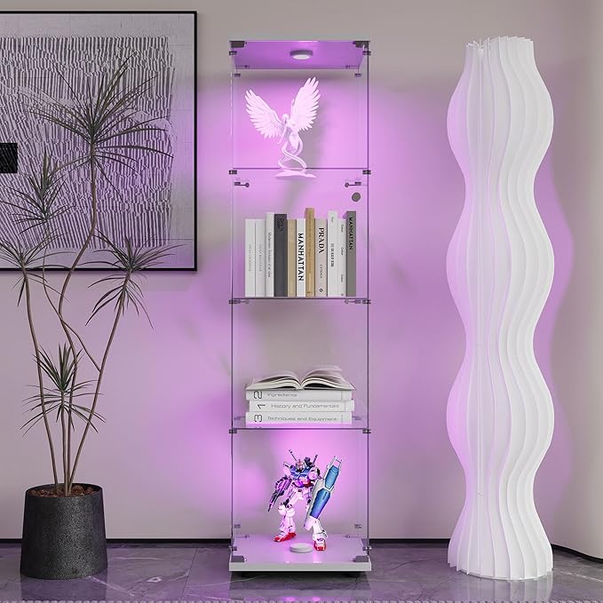 Yoluckea 4 Tiers Glass Display Cabinet - Image 5