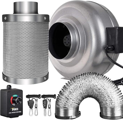 iPower 6 Inch 442 CFM Inline Fan Filter 25 Feet Ducting Combo by iPower