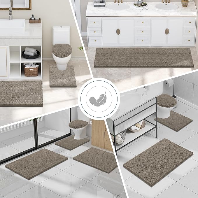 Smiry Luxury Chenille Bathroom Rugs 24x16, Extra Soft and Absorbent Shaggy Bath - Image 7