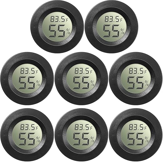 Weewooday 8 Pcs Mini Hygrometer Thermometer Round Digital Humidity Gauge by Weewooday