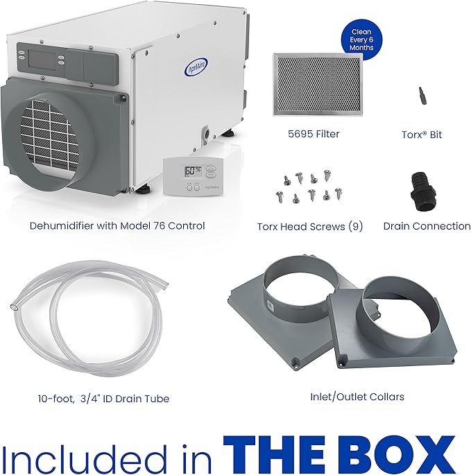 AprilAire E070 Pro 70-Pint Crawl Space Dehumidifier + Model 76 Wall Mount - Image 2