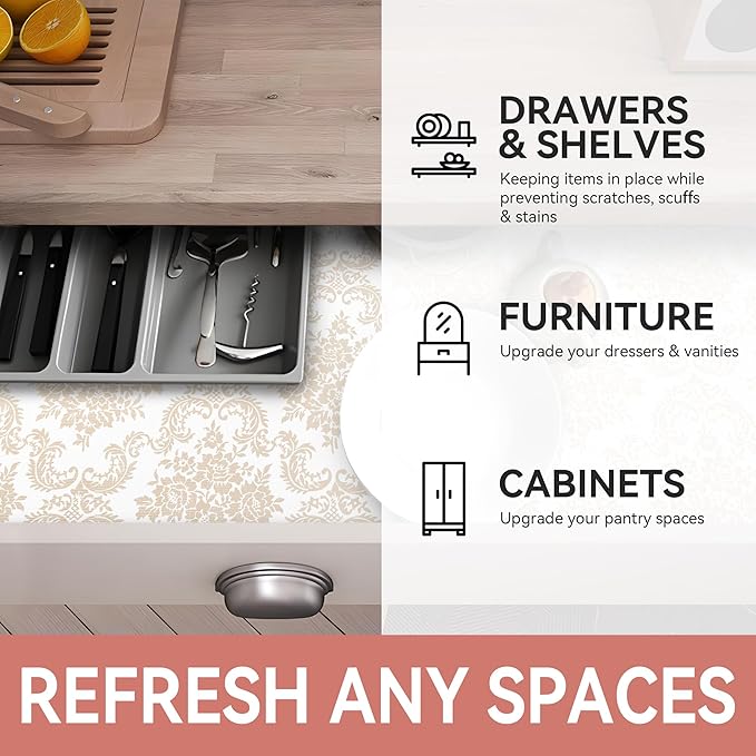 RAY STAR Cabinet Liner, Non Adhesive 12 Inch x 10 Feet Shelf Liners - Image 6