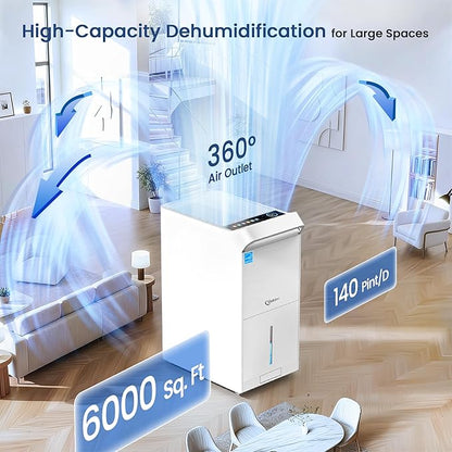 6, 000 Sq.Ft Most Efficient Energy Star 2025 Dehumidifier, Vellgoo Max 140 - Image 2