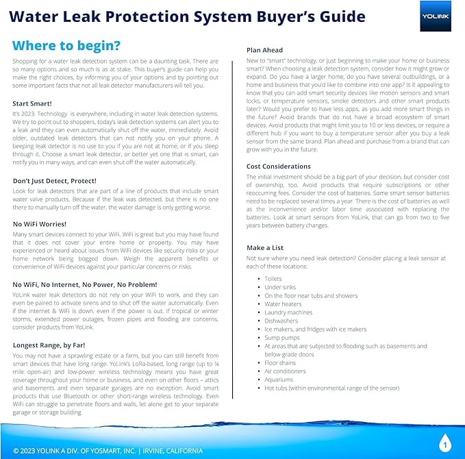 YoLink Smart Home Starter Kit: Hub & 3-Pack Water Leak Sensor 1, LoRa Up to 1/4 - Image 3