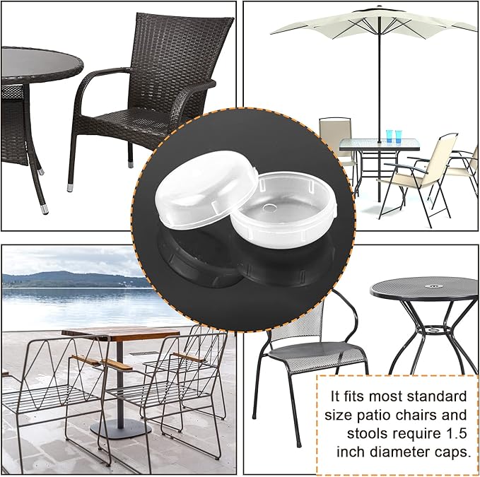 24 Pack Wrought Iron Patio Furniture Feet Caps 1-1/2 inch Round Plastic Outdoor - Image 7
