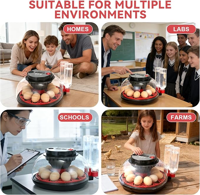 Simple Plus 12-Egg Incubator for Beginners, Full-Stage Adaptive Humidity & Temp - Image 8