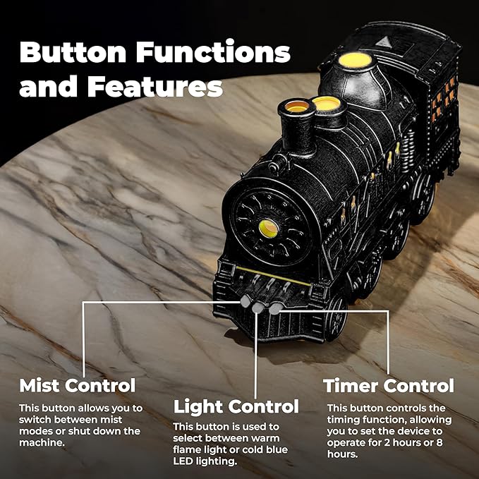 OMEO Black Small Train Aromatherapy Humidifier & Essential Oil Diffuser - Image 4