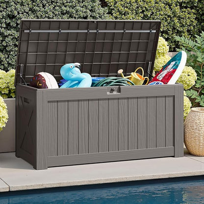 JUMMICO 120 Gallon Resin Deck Box, Large Outdoor Storage Box Waterproof & - Image 4