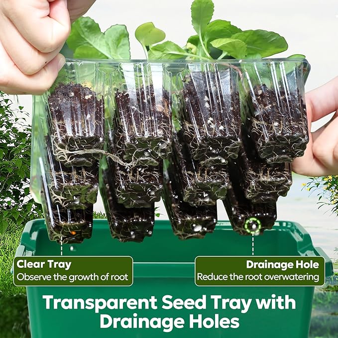MIXC Seed Starter Kit with Grow Light, Elevated Seedling Tray Kit with - Image 3