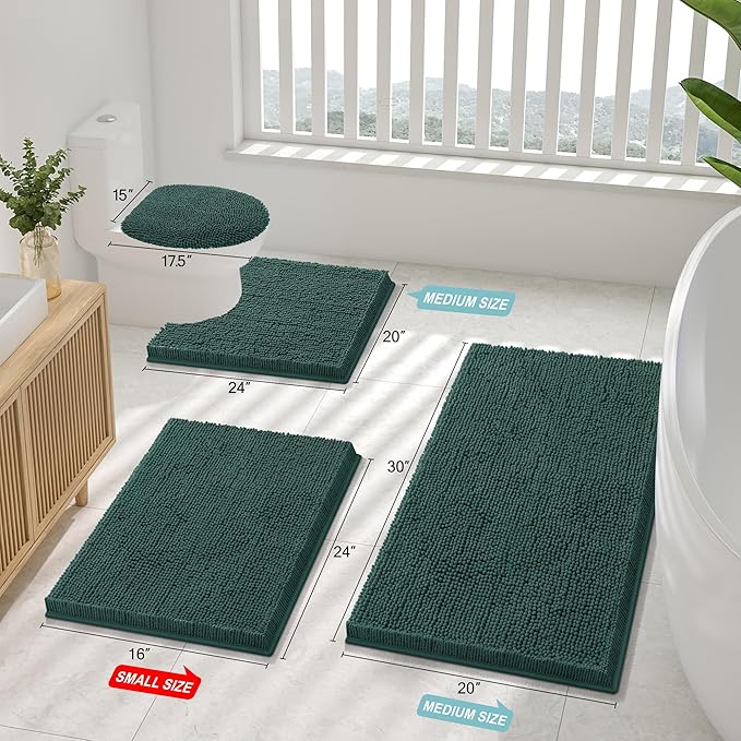 Smiry Luxury Chenille Bathroom Rugs 47x24, Extra Soft and Absorbent Shaggy Bath - Image 3