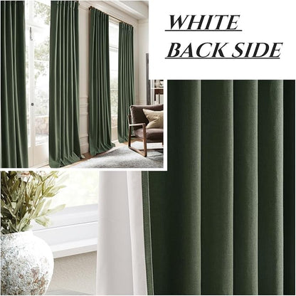 Blackout Curtains 95 Inches Long, Light Blocking Vintage Dark Green Curtains - Image 6