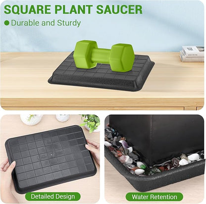 GREANER Plant Saucer Tray Rectangular, Heavy Sturdy Plastic Plant Drainage Trays - Image 4
