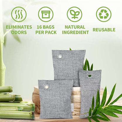 CLEVAST 16 Pack Activated Bamboo Charcoal Air Purifying Bags, Natural Fresh - Image 3
