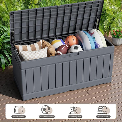 JUMMICO 78 Gallon Outdoor Deck Box Large Resin Storage Box - Image 3
