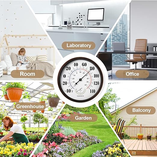 Indoor Outdoor Thermometer Wall Large Numbers Thermometer No Battery 12" - Image 5