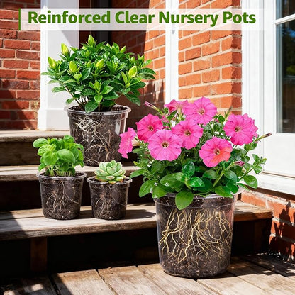 MIXC Clear Nursery Pots with Drainage Holes, 7/5/4/3.5 Inch Reinforced - Image 6