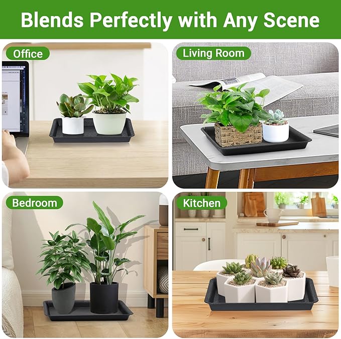 GREANER Plant Saucer Tray Rectangular, Heavy Sturdy Plastic Plant Drainage Trays - Image 6