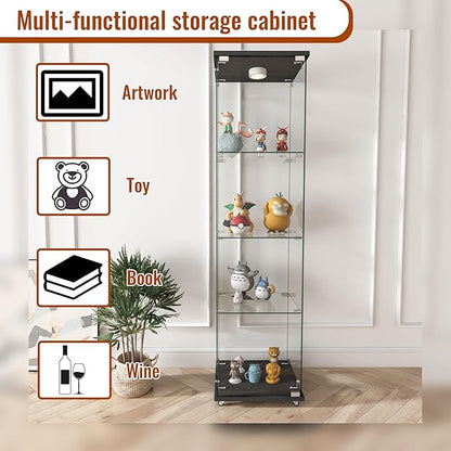 Yoluckea 4-Shelf Glass Display Cabinet - Image 4