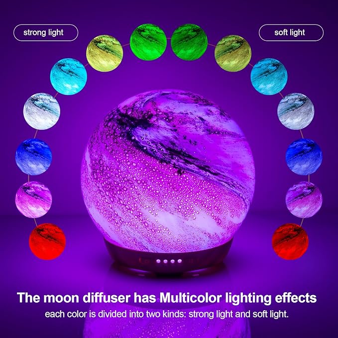 Moon Essential Oil Diffuser, Glass Cool Mist Humidifier - Image 2