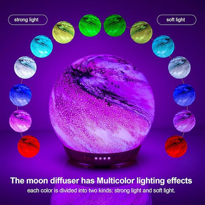 Moon Essential Oil Diffuser, Glass Cool Mist Humidifier - Image 2