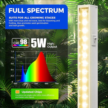Barrina Grow Lights for Indoor Plants, Full Spectrum Sunlight, 1FT White Cover - Image 3