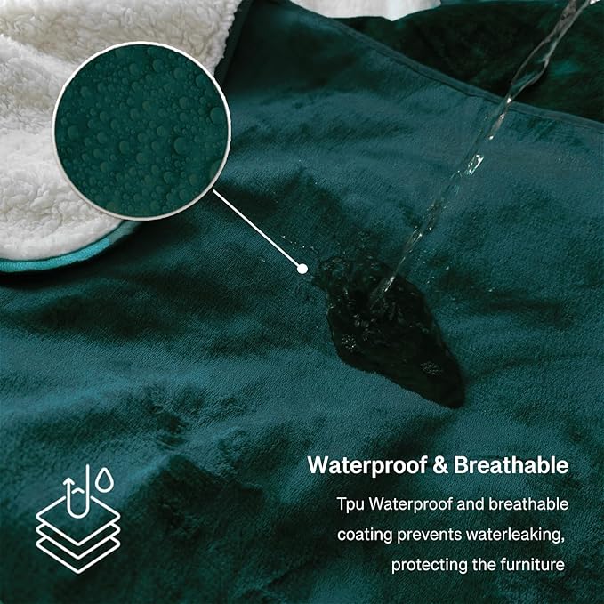 Waterproof Queen Size Blanket for Bed 60''x80'', 3 Layer Lightweight and Stain - Image 2