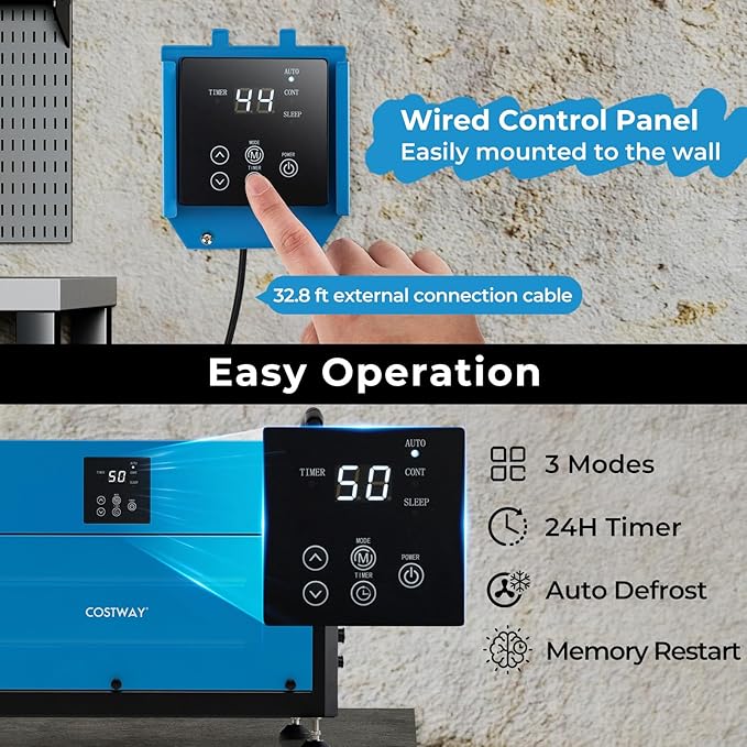 COSTWAY 192 PPD Commercial Dehumidifier, 2600 Sq.Ft Crawl Space Dehumidifier - Image 2