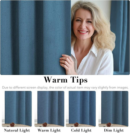 H.VERSAILTEX Linen Blackout Curtains Durable Thick Textured Linen Look 100% - Image 4