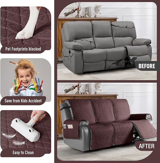 TAOCOCO 100% Waterproof Recliner Cover, Non-Slip Washable Reclining Couch Cover - Image 2
