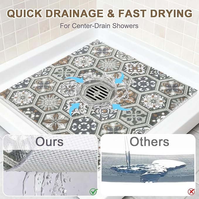 Square Shower Mat Non Slip: 24x24 Inch Extra Large Shower Mats - Image 4