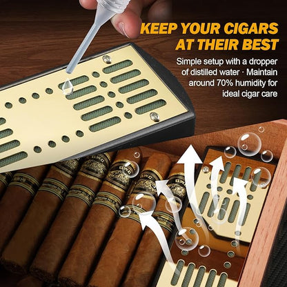 Cigar Humidor and Cigar Lighter Kit, Cedar Wood Cigar Case - Image 8