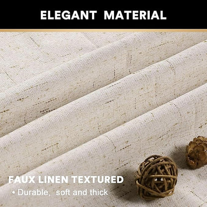 PrinceDeco Natural Linen Curtains 100% Blackout Linen Curtains - Image 7
