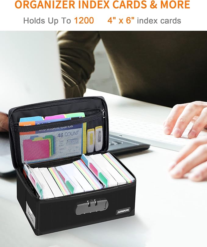 JUNDUN Index Card Holder with 48 Pieces 4x6 Inch Index Cards Dividers, - Image 3
