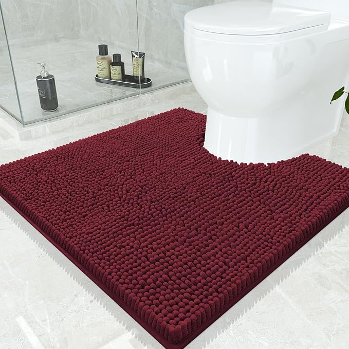 Smiry Luxury Chenille Toilet Rugs U-Shaped 24x24, Soft Absorbent Non-Slip by Smiry