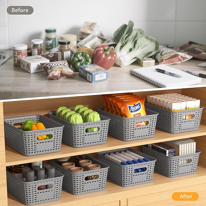 Gray Plastic Storage Baskets - Image 4