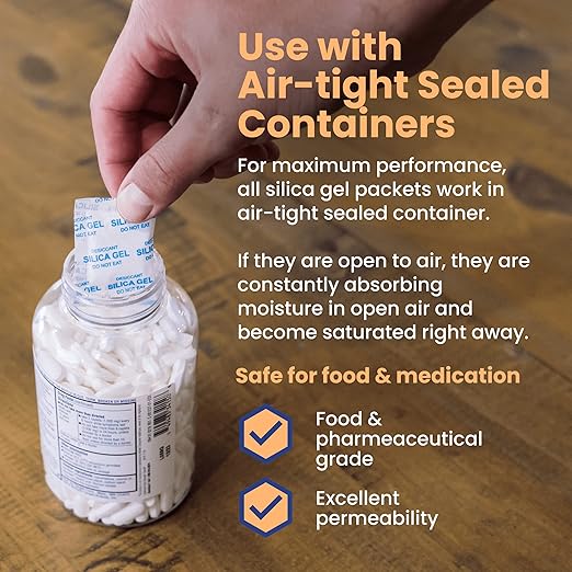 Wallaby 2 gram Food Safe Pure White Silica Gel Desiccant Dehumidifier Packs - Image 4
