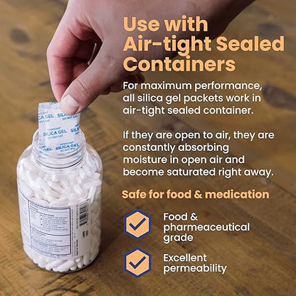 Wallaby 2 gram Food Safe Pure White Silica Gel Desiccant Dehumidifier Packs - Image 4