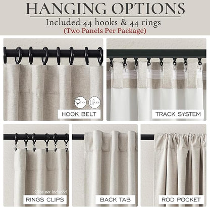 Blackout Curtains 60 Inches Extra Wide Natural Linen Curtains 108 Inch Length - Image 2