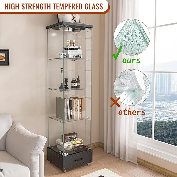 Yoluckea 4-Tier Glass Display Cabinet - Image 6