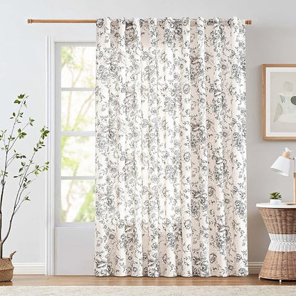 jinchan Linen Floral Curtains Extra Wide by JINCHAN