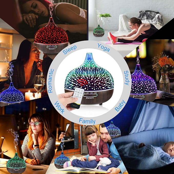 Essential Oil Diffuser 550ml Cool Mist Humidifier 3D Glass Ultrasonic - Image 7