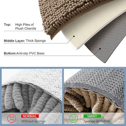 Smiry Luxury Chenille Bathroom Rugs 24x16, Extra Soft and Absorbent Shaggy Bath - Image 5