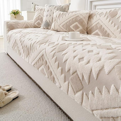 Boho Plush Couch Covers for Sofa Washable, Fuzzy Soft Couch Cover for Sectional by WelcometoXSlive