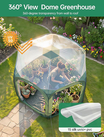 Porayhut Pop up Greenhouse Tent, Portable Large Walk-in Plant House 10’X10’ - Image 4