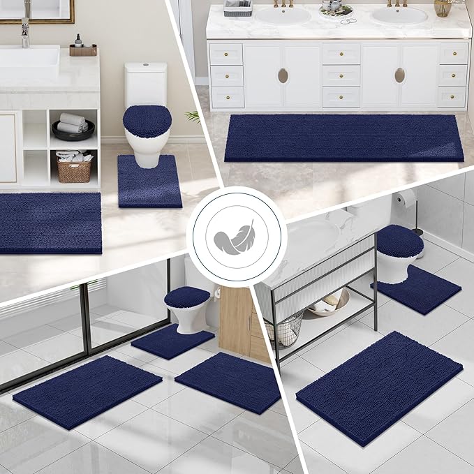 Smiry Luxury Chenille Bathroom Rugs 48x32, Extra Soft and Absorbent Shaggy Bath - Image 8
